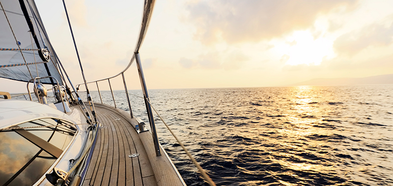 Bow of a boat in open waters