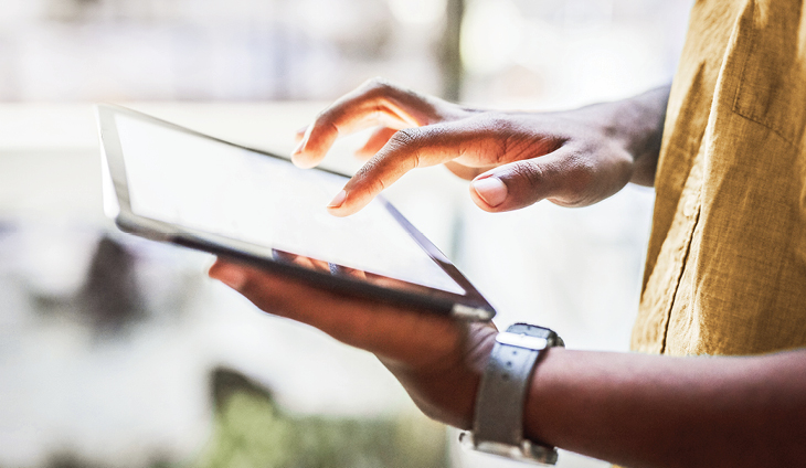 A man using a tablet